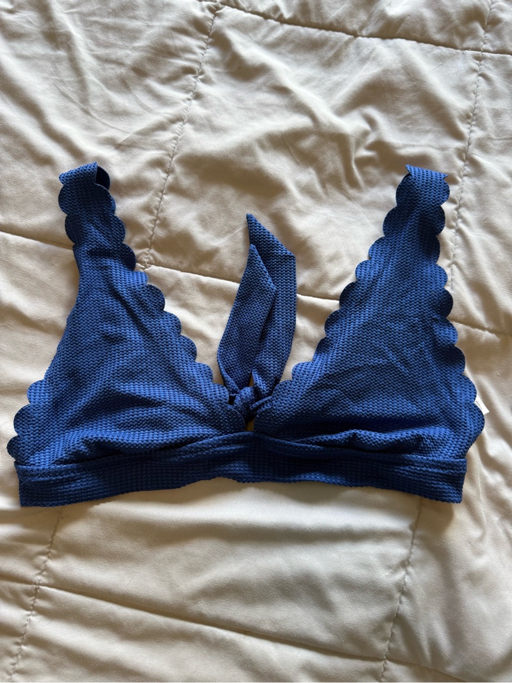 Aerie waffle scalloped tie back swim top